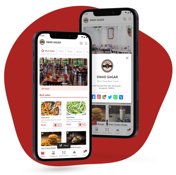 eresto digiMenu on phone — Swad Sagar restaurant menu