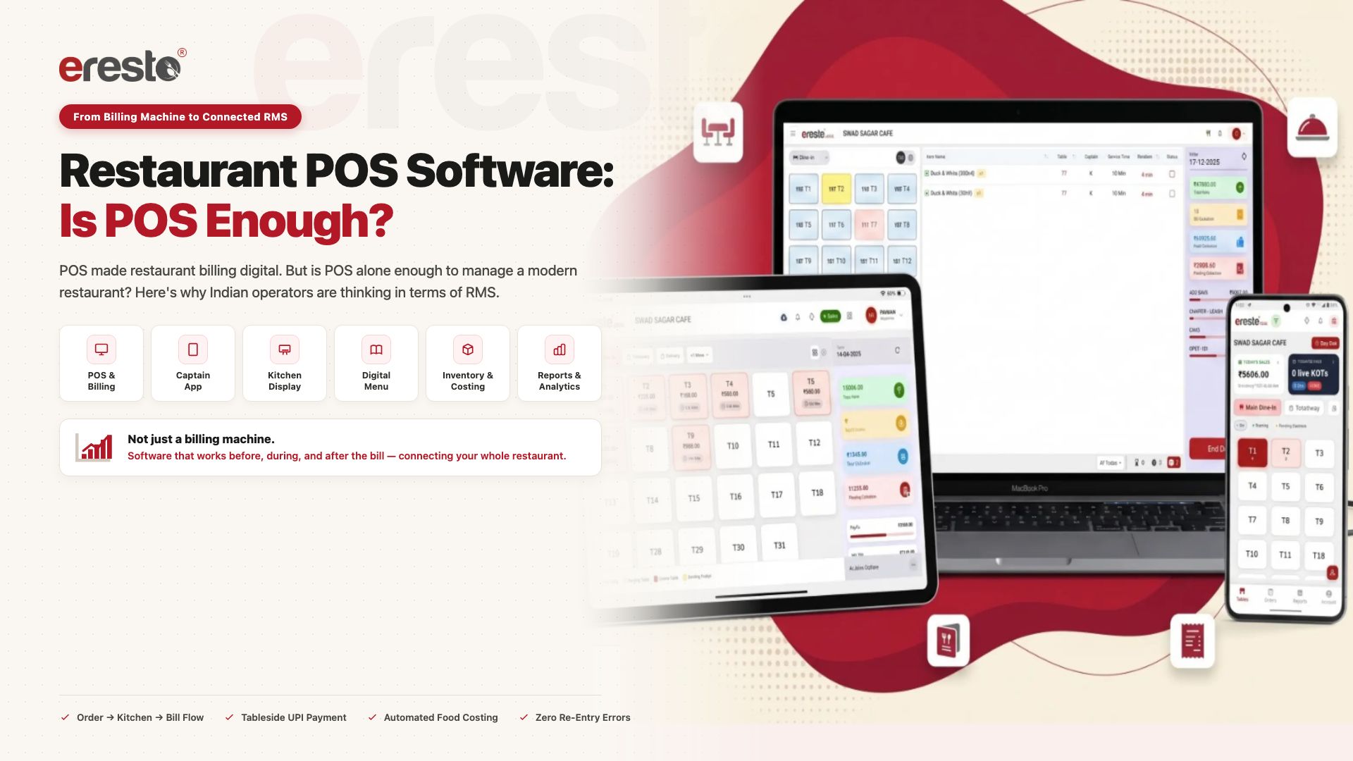 Evolution of restaurant technology from billing machine to POS to connected Restaurant Management Software — eresto